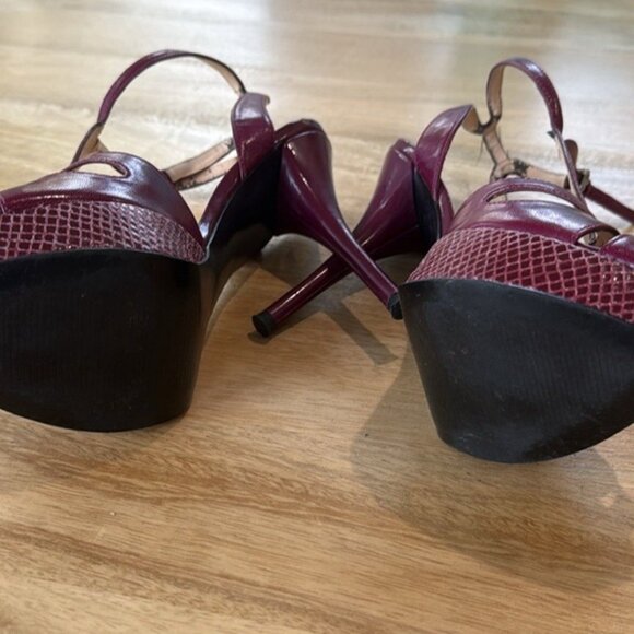 Marc Fisher fuchsia Patent Leather Platform T-Strap Heels Peep Toe - Picture 6 of 14